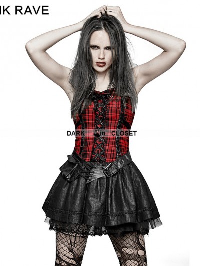 Punk Rave Black Gothic Punk Plaid Dress 