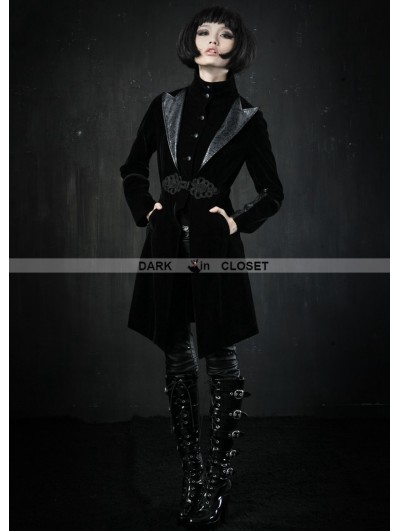 Punk Rave Black Velvet Gothic Jacket For Women 6039