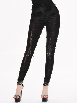 Devil Fashion Black Denim Gothic Punk Pants for Women 