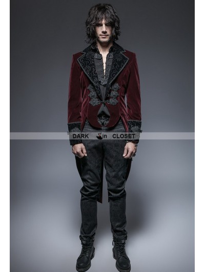 Punk Rave Wine Red Gothic Gentle Jacket with Scissors Tail ...