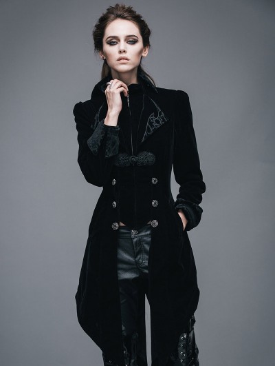 Devil Fashion Black Vintage Gothic Swallow Tail Jacket for Women
