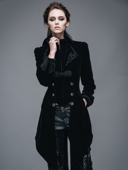 Devil Fashion Black Vintage Gothic Swallow Tail Jacket for Women ...