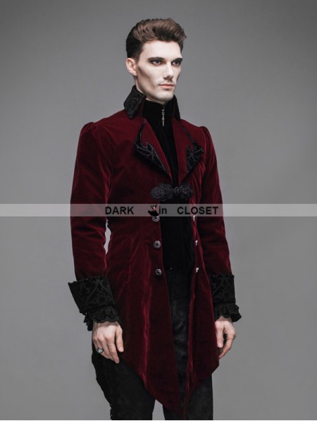 Devil Fashion Red Vintage Gothic Swallow Tail Jacket for Men ...