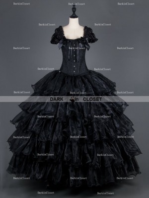 Prom Black Floral Lace Victorian Gothic Clothing Steampunk Corset Dress  Long Corsets And Bustiers Dresses Sexy Burlesque Costume