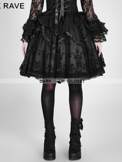 Punk Rave Black Gothic Lolita Palace Style Short Skirt - DarkinCloset.com