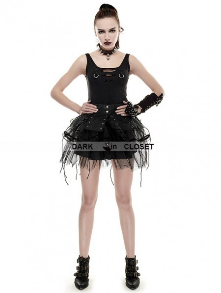 Punk Rave Black Gothic Bandage Two-Piece Punk Spiky Skirt ...