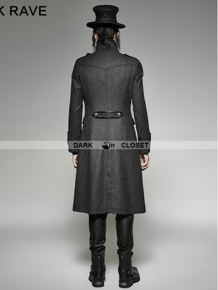 Punk Rave Gothic Military Uniform Long Coat for Men - DarkinCloset.com