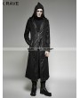 Punk Rave Black Gothic Heavy Punk Long Hooded Coat for Men 