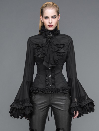 Devil Fashion Black Gothic Palace Style Blouse for Women - DarkinCloset.com