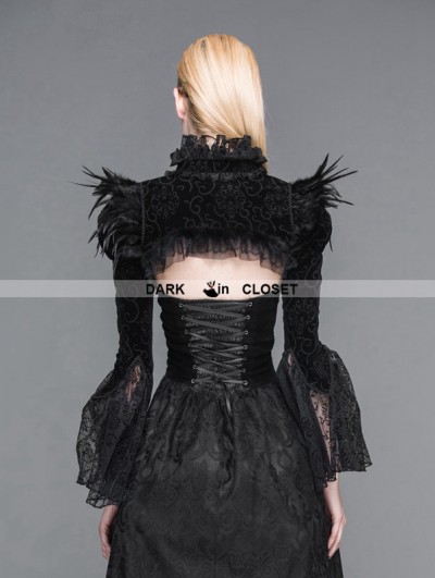 Devil Fashion Black 'Drocku' Fan with Feathers