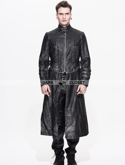 Devil Fashion Black and Sliver Gothic Punk Long to Short Metal PU Coat ...