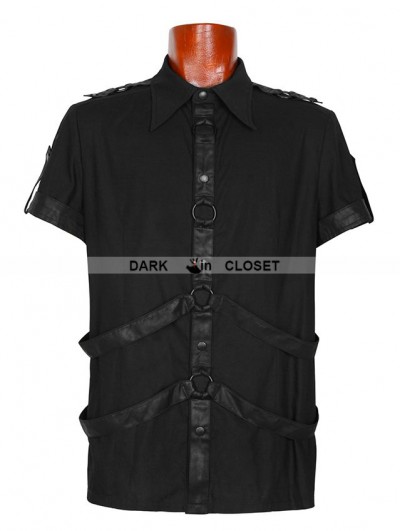 Punk Rave Gothic Simple Men's Black Shirt with Necklace, WY1345BR Goth Rock  Party Clothing