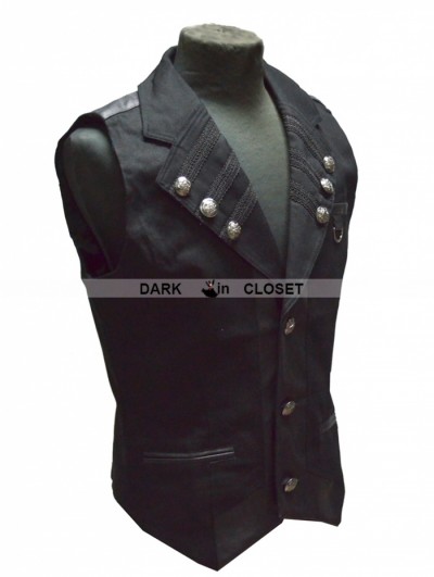 Pentagramme Black Gothic Military Style Men Vest For