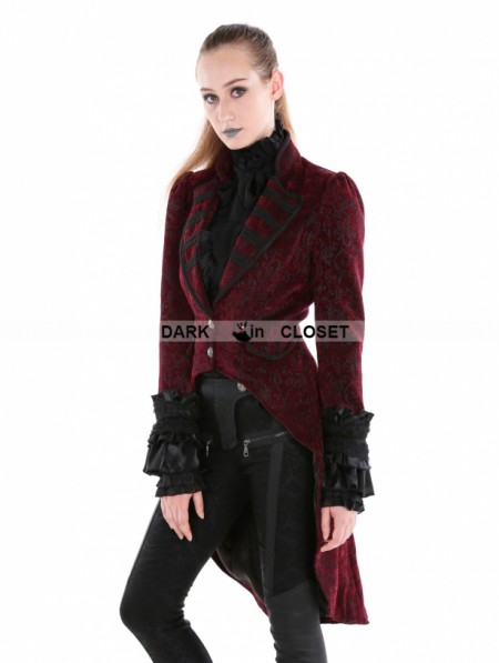 Pentagramme Red Gothic Palace Style Velvet Coat For Women ...