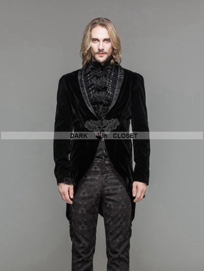 Devil Fashion Black Velvet Gothic Swallow Tail Jacket for Men