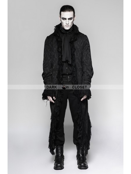 Punk Rave Black Gothic Decadent Long Coat for Men - DarkinCloset.com