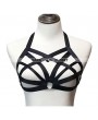 Black Elastic ollow Out Gothic Harness Cupless Cage Bra 0014