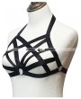 Black Elastic ollow Out Gothic Harness Cupless Cage Bra 0014