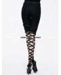 Devil Fashion Black Gothic Punk Lace-up Hollow-Out Buckle Belts Womens Pants