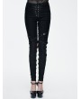 Devil Fashion Black Gothic Punk Lace-up Hollow-Out Buckle Belts Womens Pants