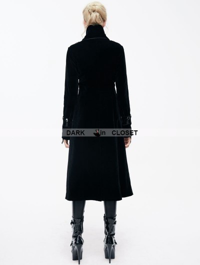 Devil Fashion Black Velvet Chinese Knot Gothic Vintage Long Jacket