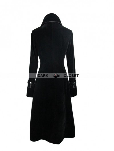 Devil Fashion Black Velvet Chinese Knot Gothic Vintage Long Jacket