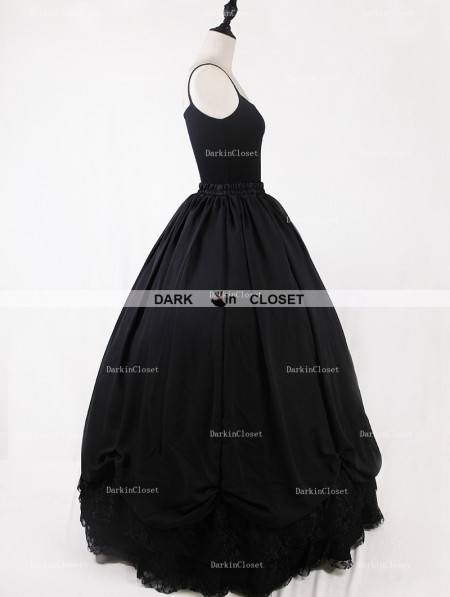 Rose Bloooming Black Gothic Tulle Long Skirt - DarkinCloset.com