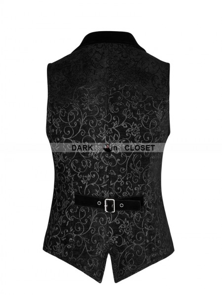 Punk Rave Black Gothic Vintage Jacquard Vest for Men - DarkinCloset.com