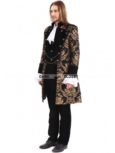 Pentagramme Gold Printing Pattern Gothic Swallow Tail Jacket for