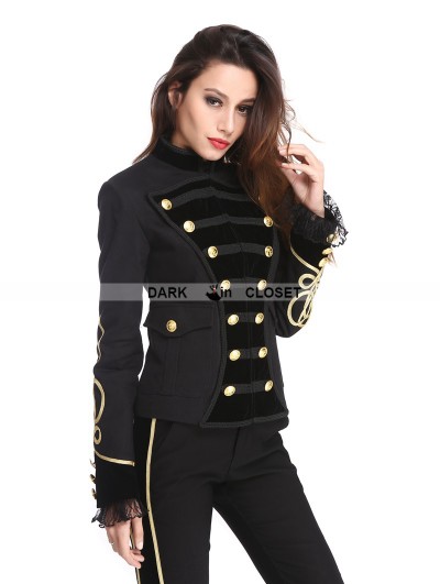 Ana Black Gothic Steampunk Military Marching Band Jacket Womens 3X Plus  Brass