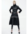 Devil Fashion Black Leather Gothic Punk Military Coat for Women