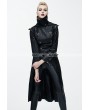 Devil Fashion Black Leather Gothic Punk Military Coat for Women