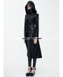 Devil Fashion Black Leather Gothic Punk Military Coat for Women