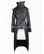 Devil Fashion Black Leather Gothic Punk Military Coat for Women