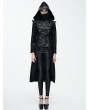 Devil Fashion Black Leather Gothic Punk Military Coat for Women