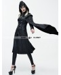 Devil Fashion Black Leather Gothic Military Cloak Coat for Women