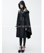 Devil Fashion Black Leather Gothic Military Cloak Coat for Women