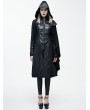 Devil Fashion Black Leather Gothic Military Cloak Coat for Women