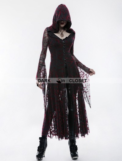 Punk Rave Gothic Witch Long Hooded Coat for Women