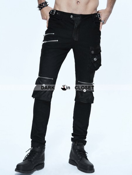 Devil Fashion Black Gothic Punk Pockets Pants for Men - DarkinCloset.com