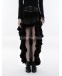 Punk Rave Black Steampunk Layered Belt High-Low Skirt