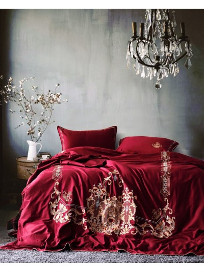 Red Vintage Crown Embroidery Comforter Set Darkincloset Com