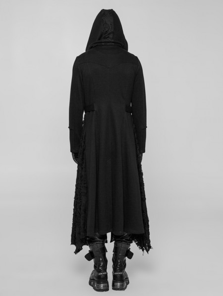 Punk Rave Black Gothic Diablo Long Hooded Coat for Men - DarkinCloset.com