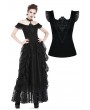 Dark in Love Black Gothic Lace Applique Shirt for Women