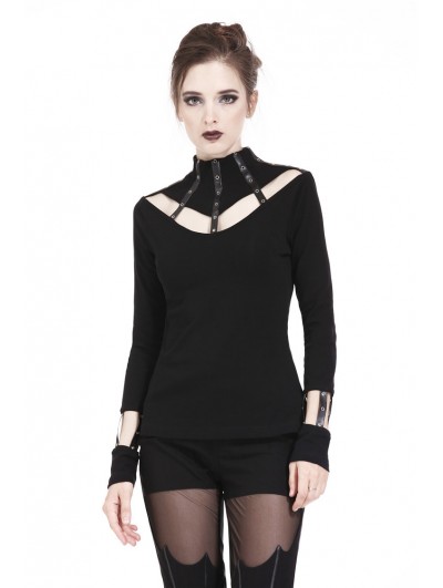 Dark in Love Black Gothic Punk Long Sleeves T-Shirt for Women ...