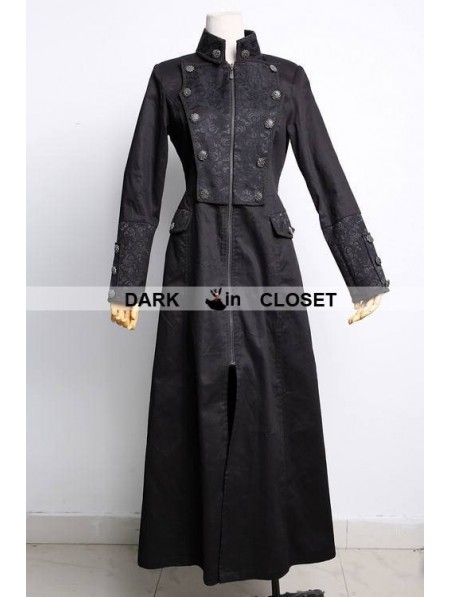 Pentagramme Black Long Gothic Coat for Women - DarkinCloset.com