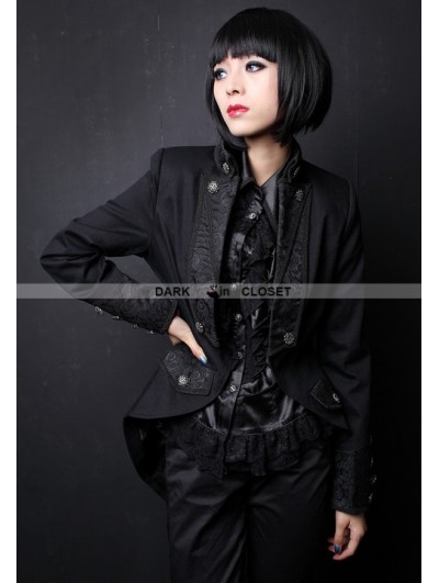 Pentagramme Black High-Low Gothic Jacket for Women