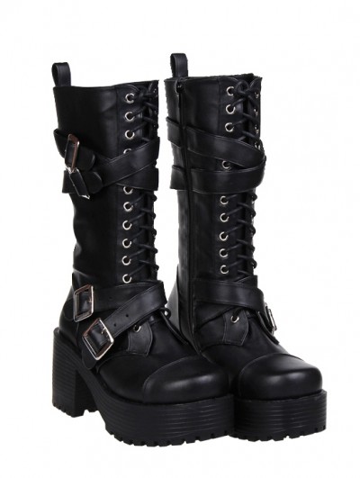 buckle belt boots