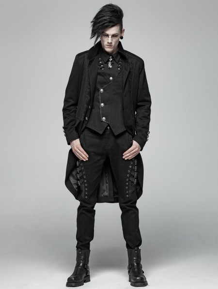 Punk Rave Black Gothic Simple Vest for Men - DarkinCloset.com
