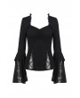 Dark in Love Black Gothic Lace Knitted Sexy T-Shirt for Women 